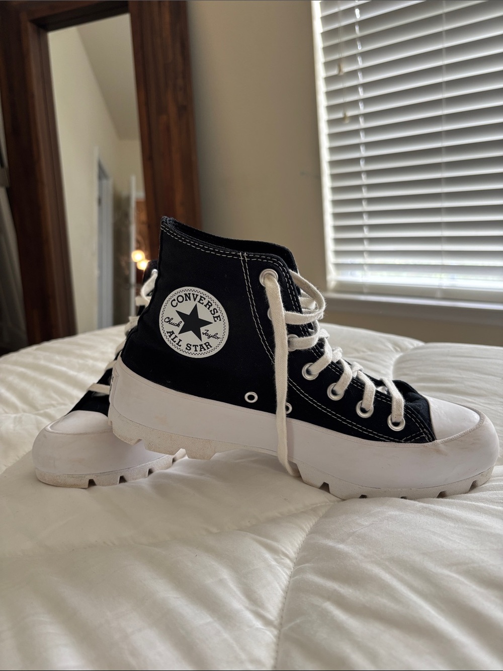 Converse Black & White High Top Platform Sneakers